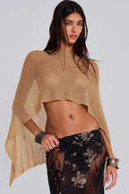 Loose Solid Casual Knit Shawl Blouse image 7