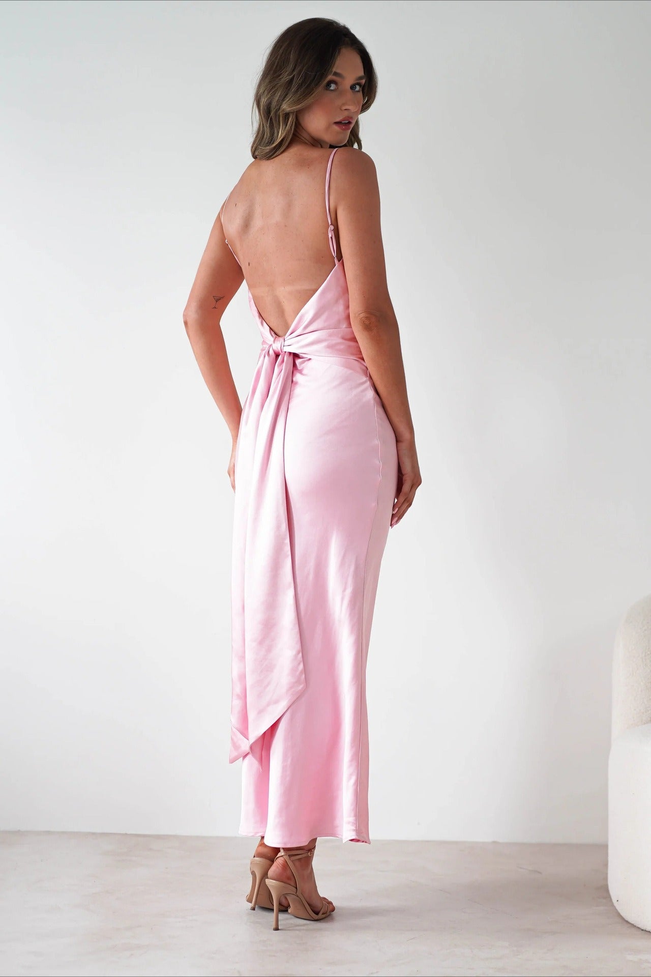 Satin Backless Tie Party Dress image 21