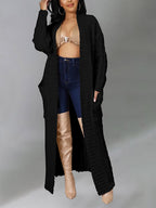 Knitted Solid Graceful Open Front Cardigan image 29