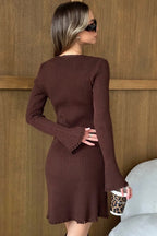 Solid Button Front Knit Sweater Dress image 6