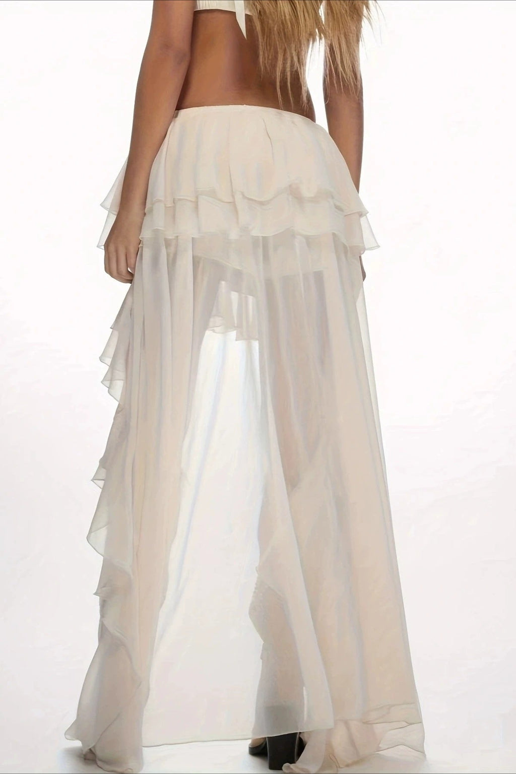 Sexy Waterfall Ruffle Layered Maxi Skirt image 2