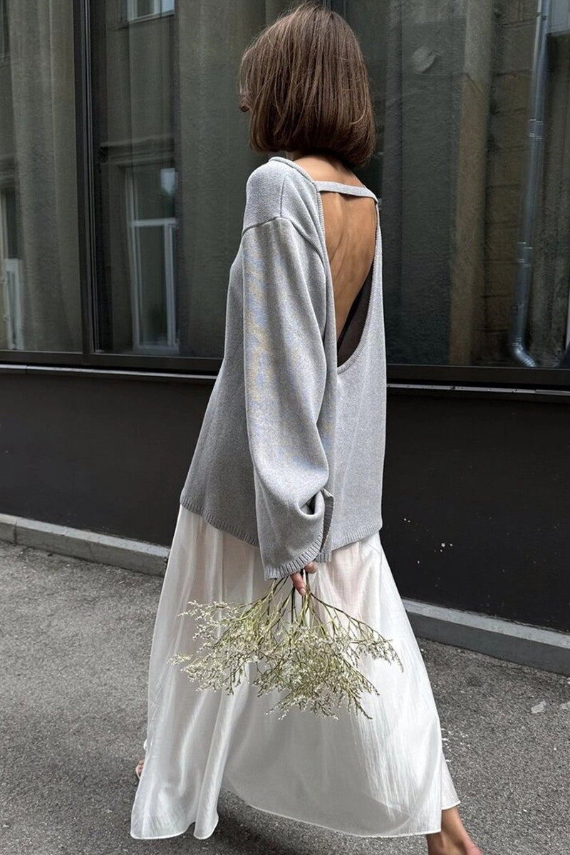 Backless Loose Fit Knit Blouse image 8