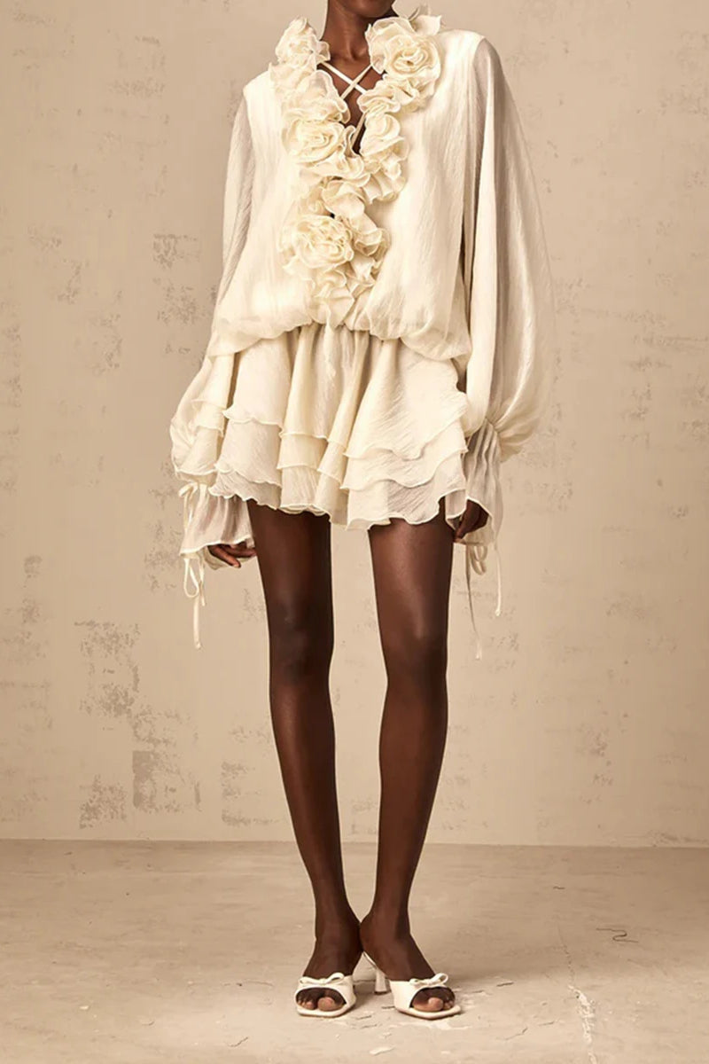 Loose Fit Folded Ruffle Boho Dress image 16