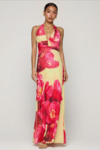 Halter Backless Printed Slim Maxi Dress image 13