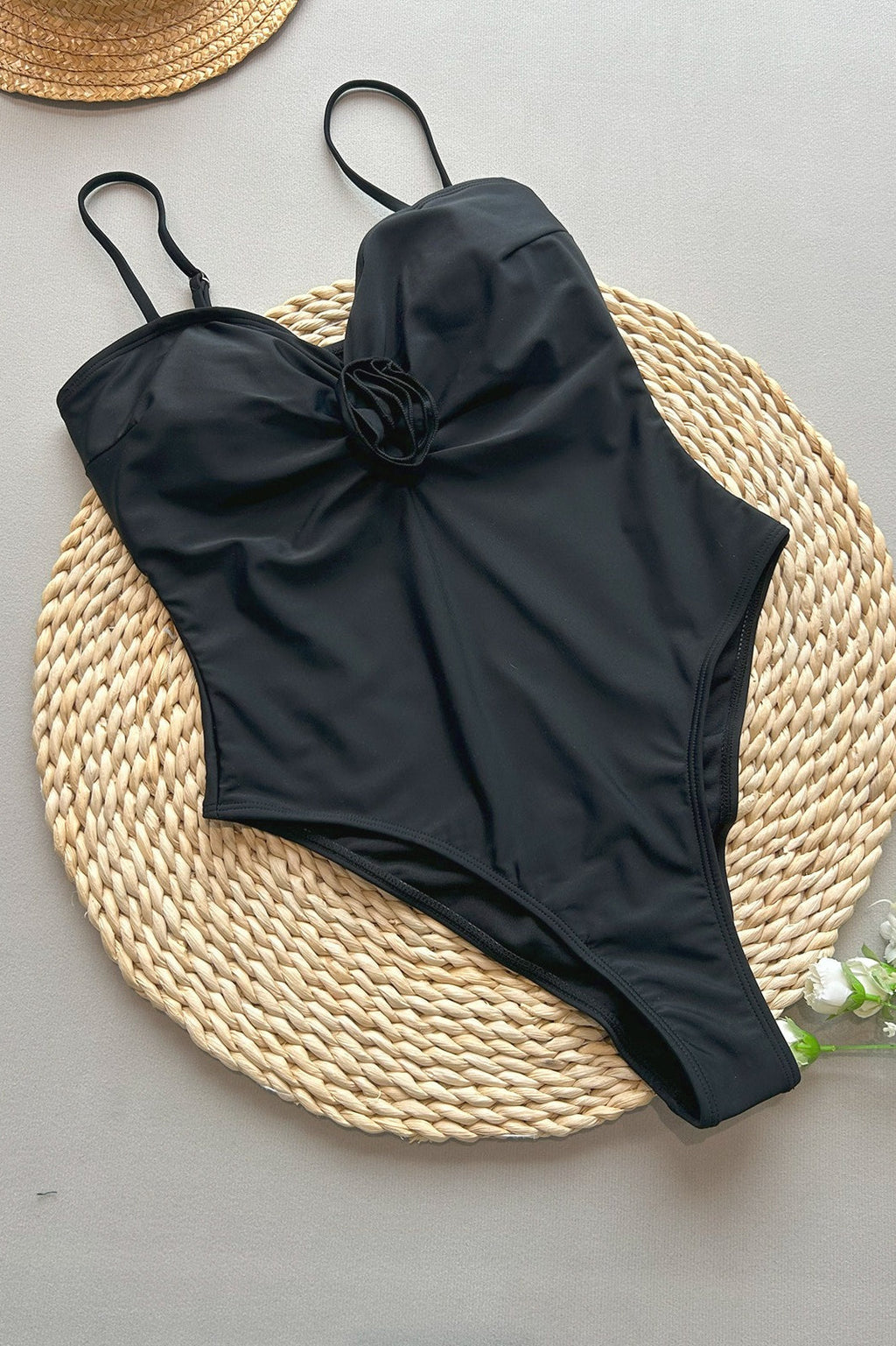 Sexy Dot Print 3D Flower Push Up One Piece Swimwear image 7