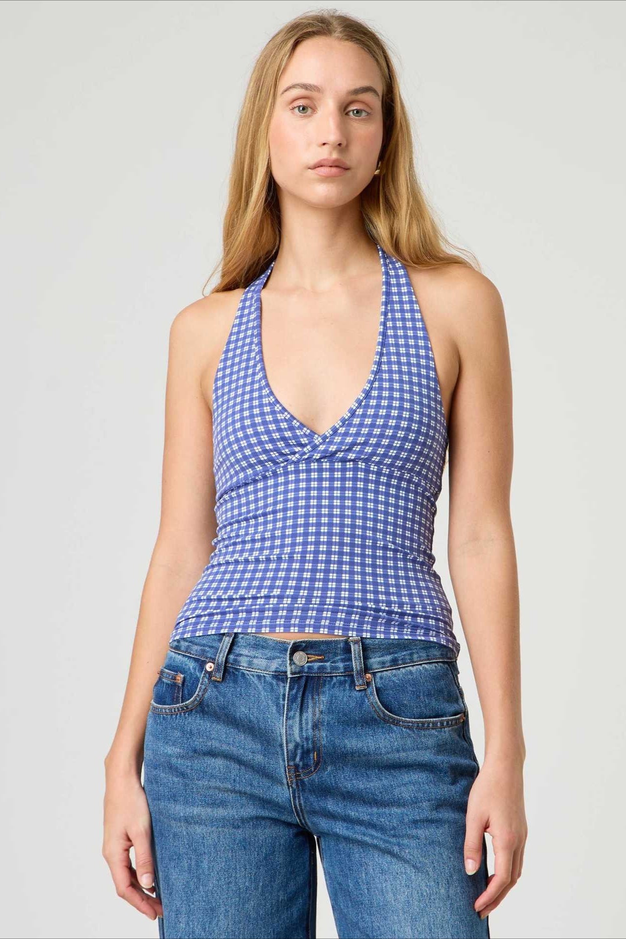 Sexy Polka Dot Plaid Slim Halter Top image 12
