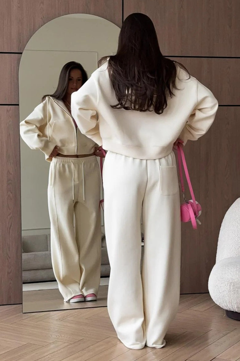 Zipper Hoodie Long Sleeve Wide Leg Pants Two Piece Set image 11