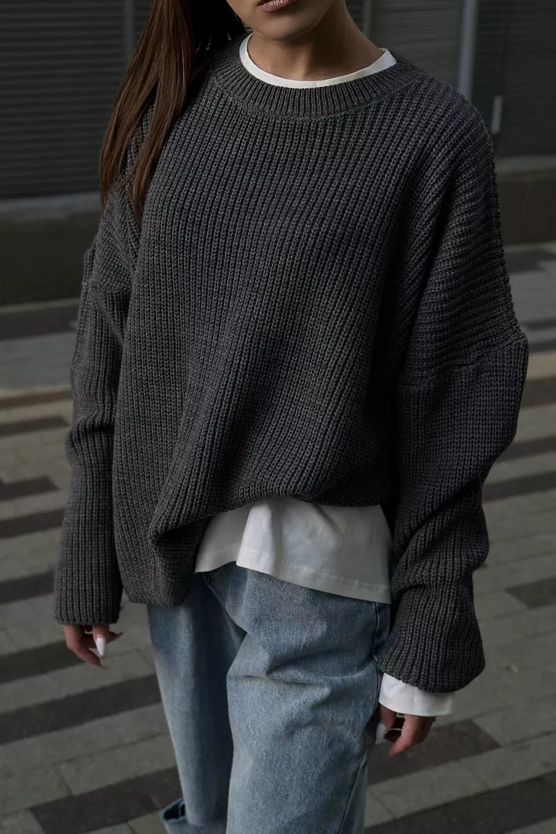 Solid Knit Crewneck Pullover Sweater image 5