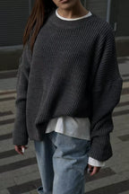 Solid Knit Crewneck Pullover Sweater image 37