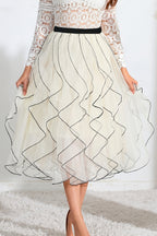 Wave Patchwork Mesh Ruffle Skirt image 1