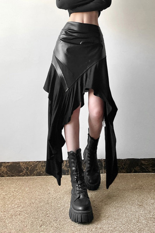 Edgy Ruffle Paneled Asymmetrical Skirt image 1