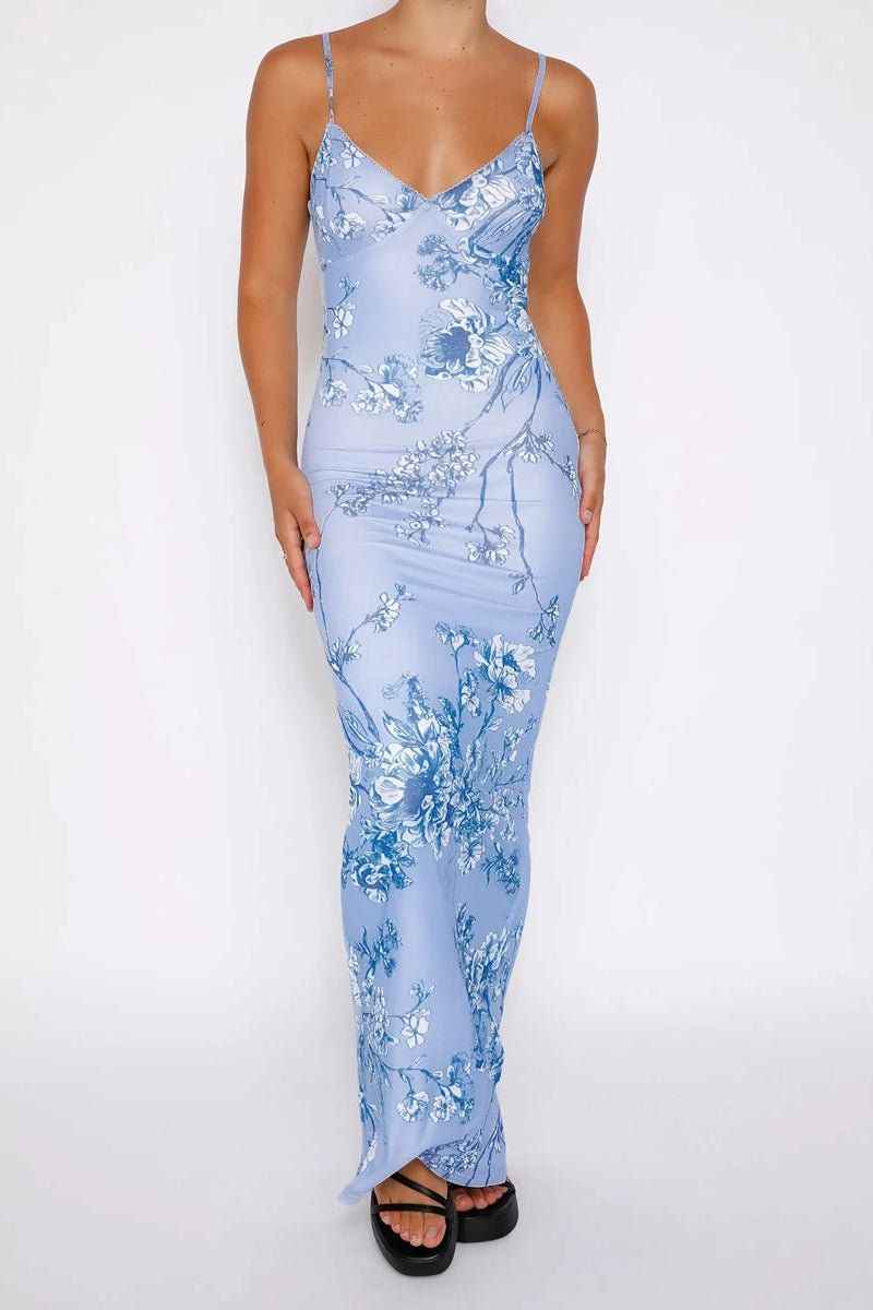 Summer Floral All-Over Print Backless Floral Dress image 3