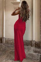 Chic Solid Satin Shirred Strapless Elegant Maxi Dress image 7