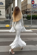 Ruffled V-neck Flare Sleeve Midi Dress image 4