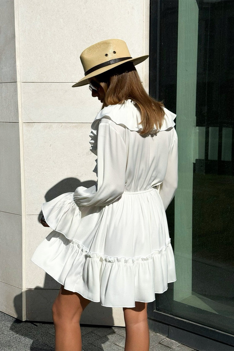 Chiffon V Neck Flared Sleeve Mini Dress image 5