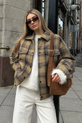 Loose Fit Plaid Wool Coat Jacket image 1