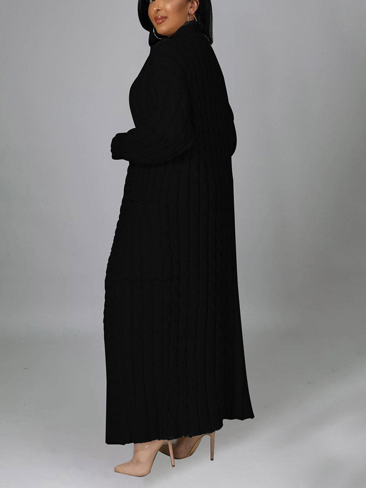 Knitted Solid Graceful Open Front Cardigan image 30