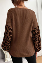 Slouchy Leopard Splice Knit Sweater image 4