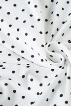 Lapel Button Bow Polka Dot Blouse image 6