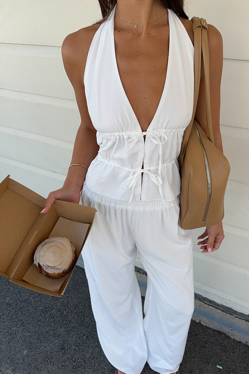 Casual Cotton Halter Two Piece Set image 5
