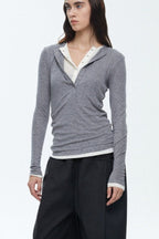 Button Detail Layered Long Sleeve Knit Top image 2