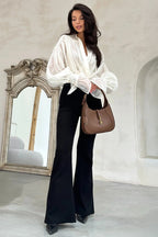Vintage Satin Lantern Sleeve Blouse image 5