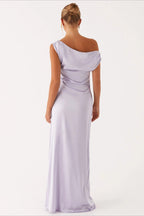 Solid Asymmetric Neckline Formal Dress image 18