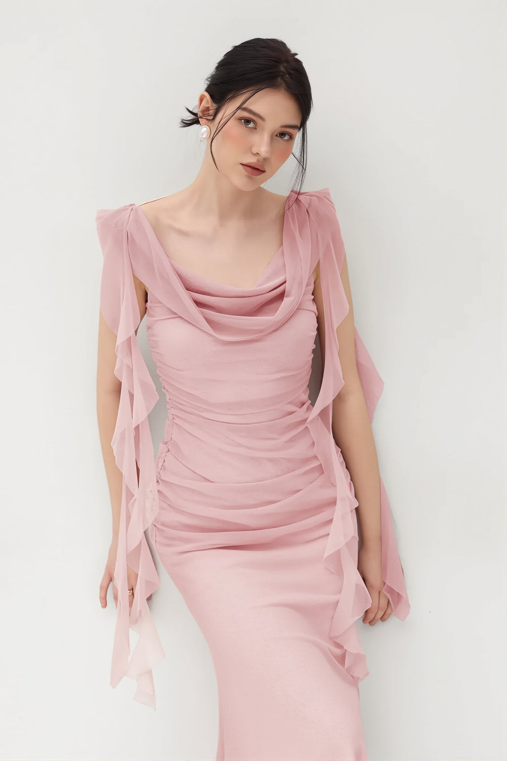Lace Strap Backless Ruffle Maxi Dress image 2