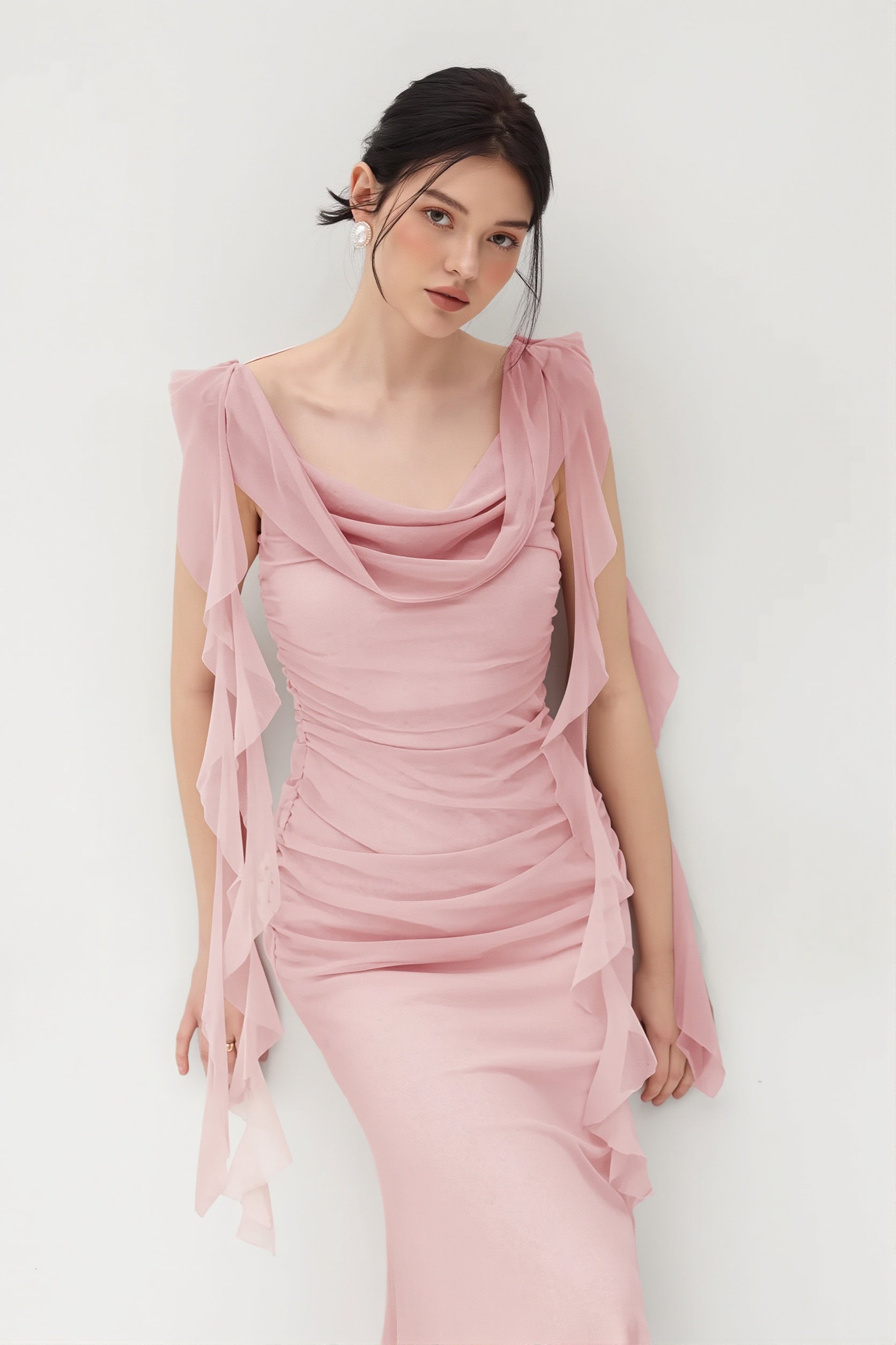 Lace Strap Backless Ruffle Maxi Dress image 2