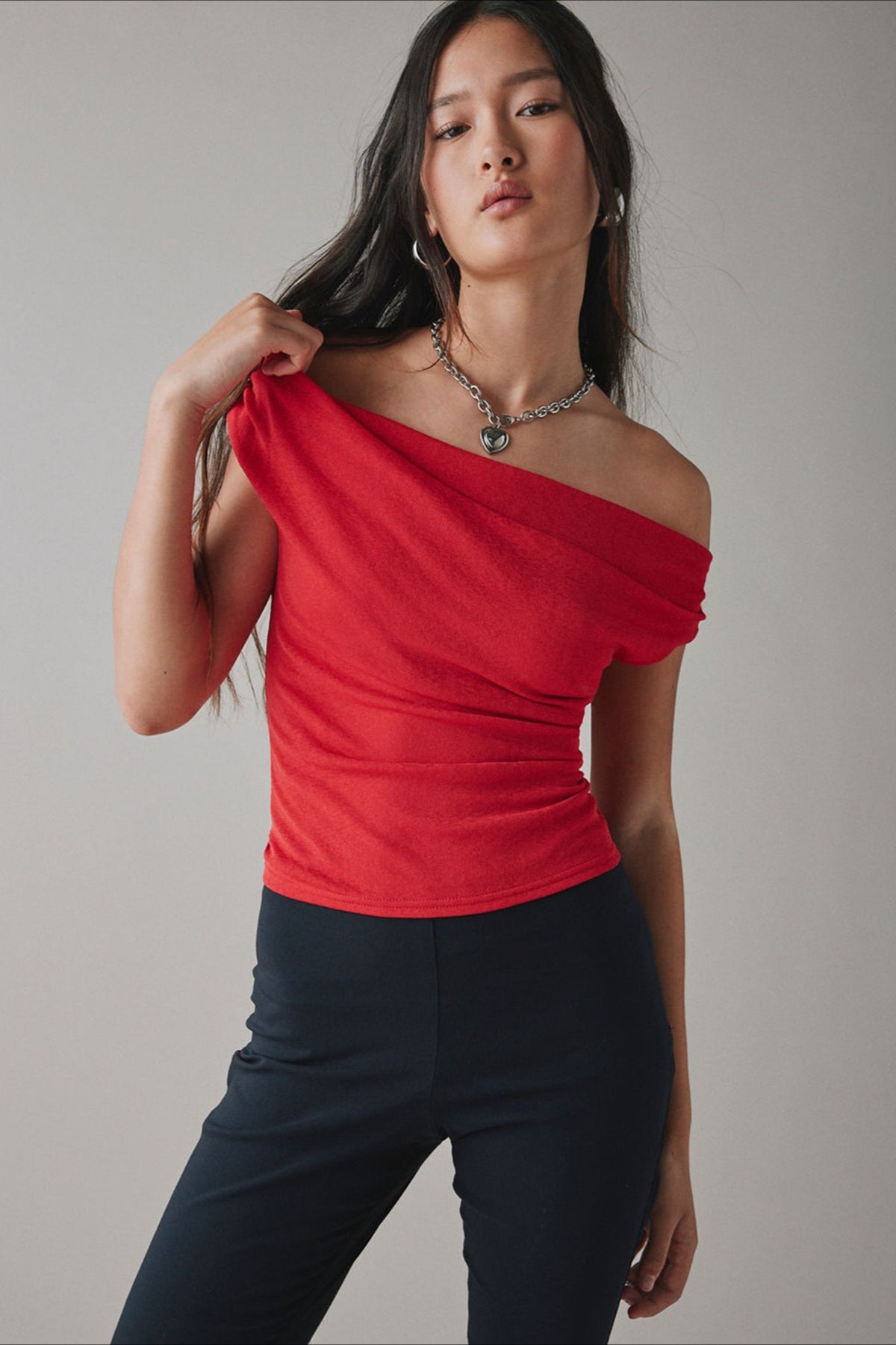 Print One Shoulder Ruched Cropped T-shirt image 8