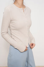 Lightweight Long-Sleeve Ribbed Slim-Fit Single-Row Button Knit Cardigan image 4