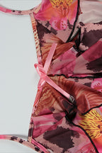 Tie Strapless Ruffled Print Sexy Bodycon Maxi Dress image 5