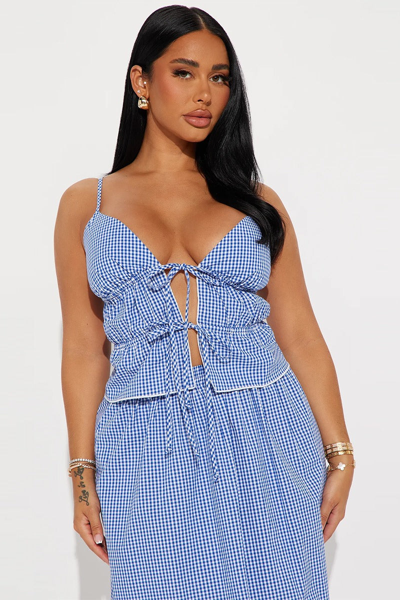 Backless Crop Top Lace - up Bandage Skirt Set image 6