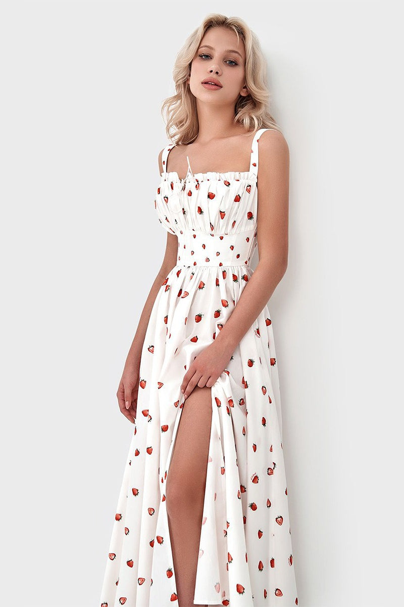 Floral Cami Tie High Waist Slit Midi Dress image 15
