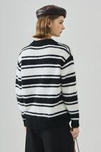Striped V Neck Loose Long Sleeve Knit Sweater image 7