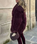 Faux Fur Loose Long Sleeve Coat image 3