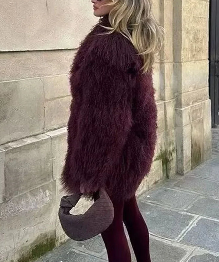 Faux Fur Loose Long Sleeve Coat image 3