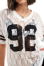 Lace Hollow Out Loose Street T-shirt image 4