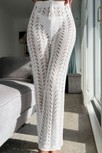 Vacation Knit Hollow Out Tie Flared Pants image 1