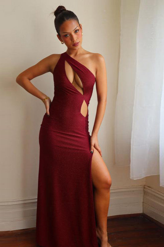 One-Shoulder Cutout Split Bodycon Party Dress image 4