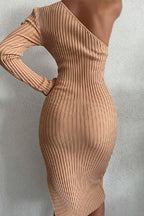 One Shoulder Split Sweater Dress image 4