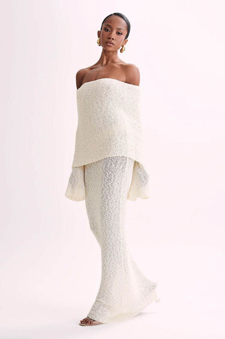Off Shoulder One Shoulder Knit Sweater Dress image 6