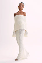 Off Shoulder One Shoulder Knit Sweater Dress image 6