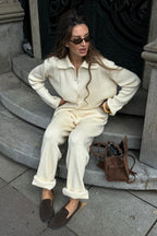 Knit Ribbed Collar Long Sleeve Loose Two Piece Set image 4