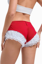 Sexy Layered Lace Patchwork Denim Shorts image 2