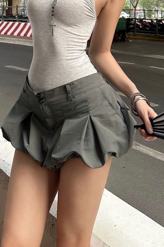 Edgy Low Waist Bubble Mini A Line Skirt image 1