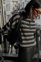 Colorblock Striped Polo Knit Sweater image 6