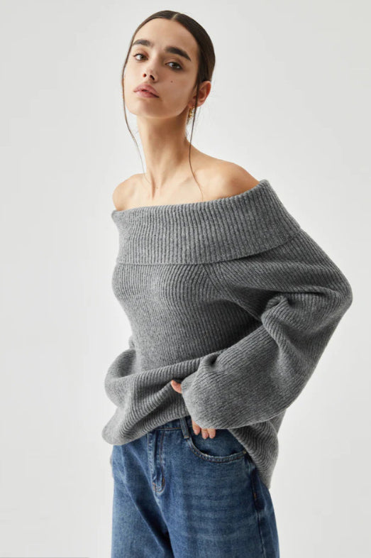 Off Shoulder Knit Pullover Sweater image 17