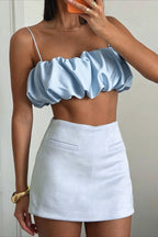 Satin Cropped Sexy Hot Girl Cami Top image 5