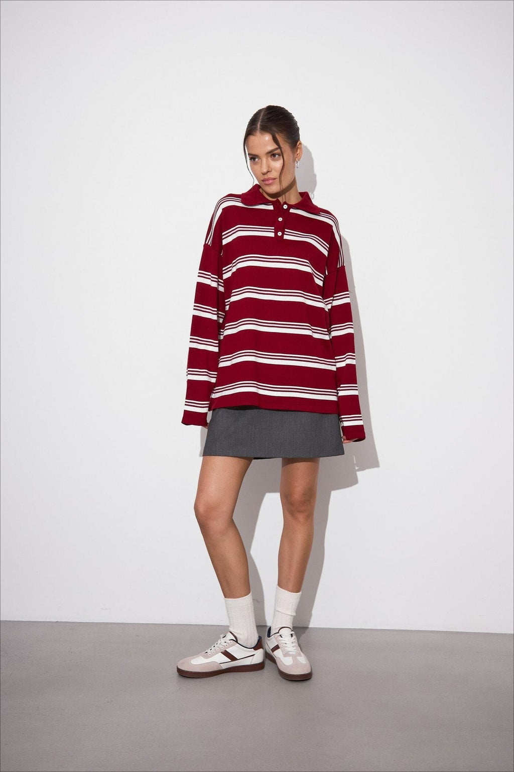Relaxed Collared Striped Long Sleeve Blouse image 10